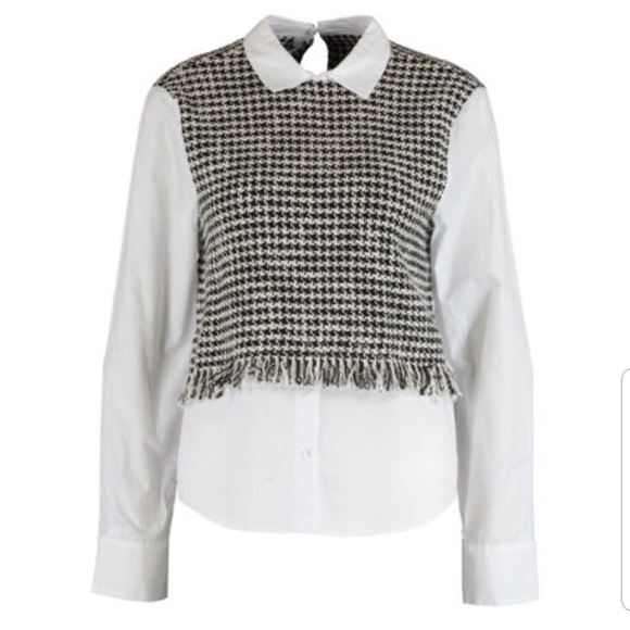 Zara Tops - ZARA  Mixed Media HoundstoothShirt/Blouse Size L EUC